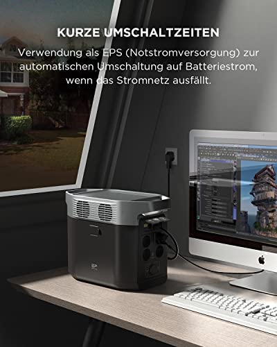 EF ECOFLOW DELTA 2 Tragbare Powerstation 1024Wh, Solar Generator LiFePO4-Batterie, erweiterbarer Kapazität bis zu 3kWh, Schnellladung von 0-80% in 50 Mins, Notstromaggregat für Camping, Wohnmobile