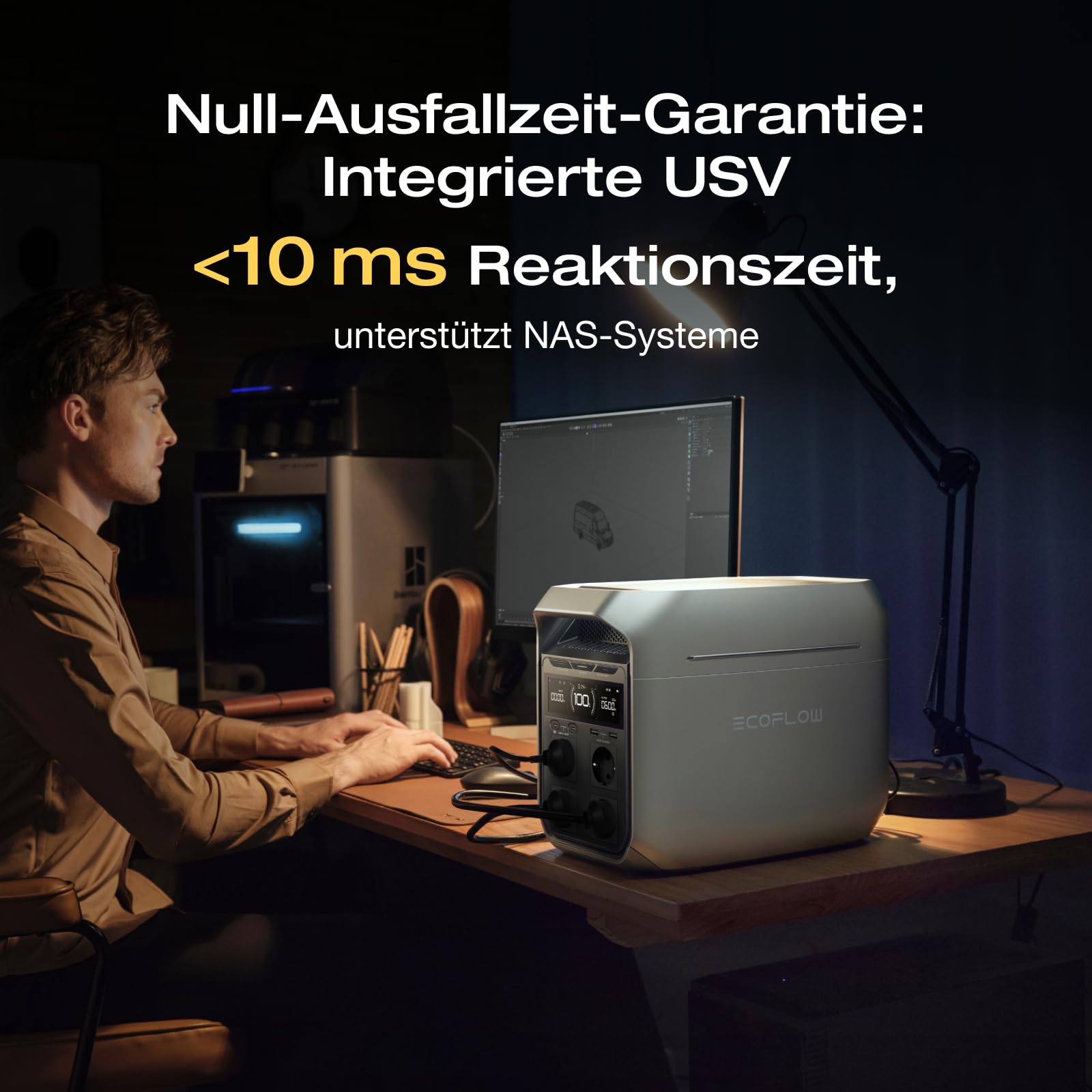 EF ECOFLOW Tragbare Powerstation DELTA 3 Plus, 1024 Wh LiFePO4-Batterie, vollständig aufgeladen in 56 Minuten, 1800W (3600W Spitze) Solargenerator für Notstromversorgung, Camping