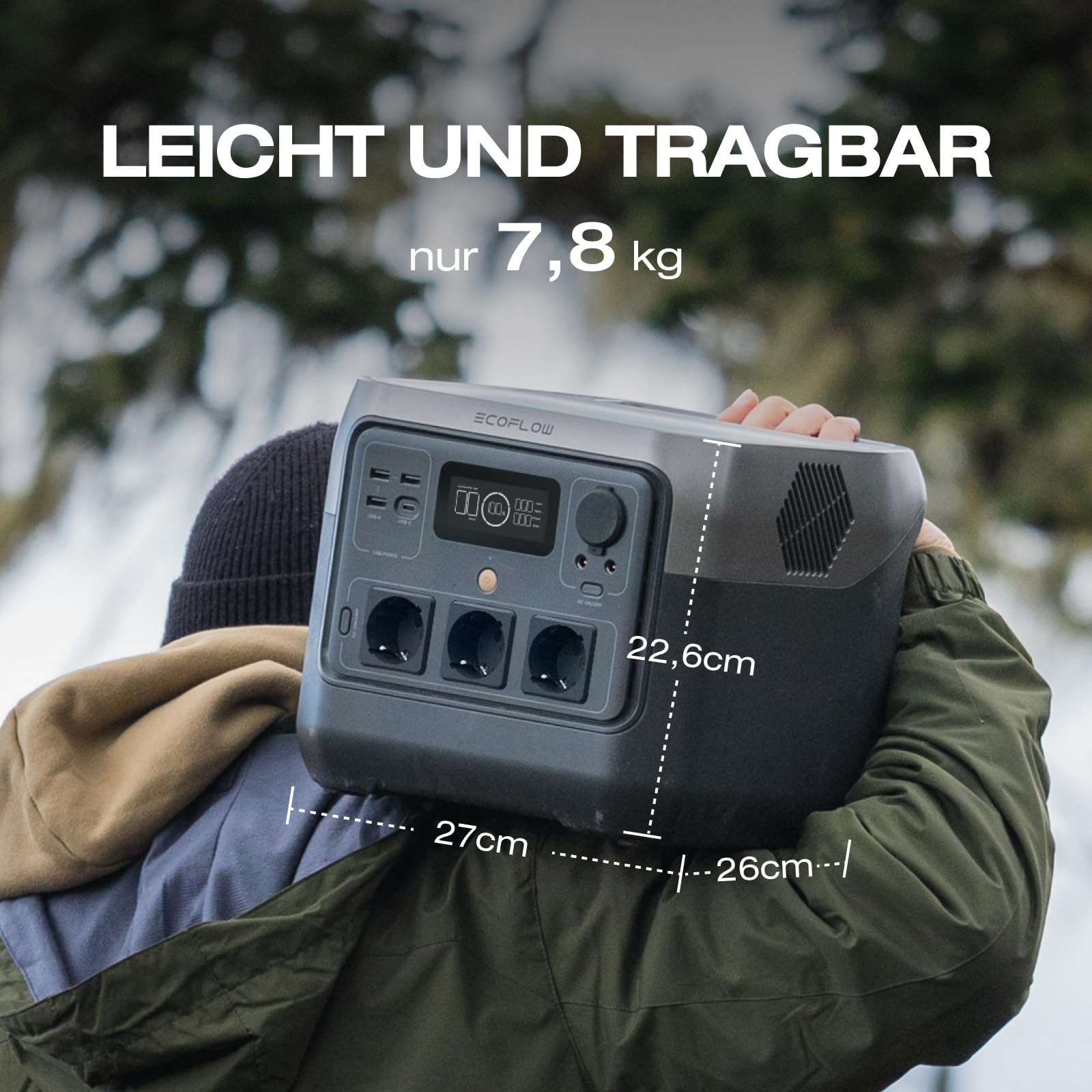 EF ECOFLOW Tragbare Powerstation RIVER 2 Pro, 768Wh Solargenerator mit LiFeP04, Schnellladung in 70 Min., für Camping/Wohnmobile, Kleine Verpackungsmängel, Produkt unbenutzt(Generalüberholt)