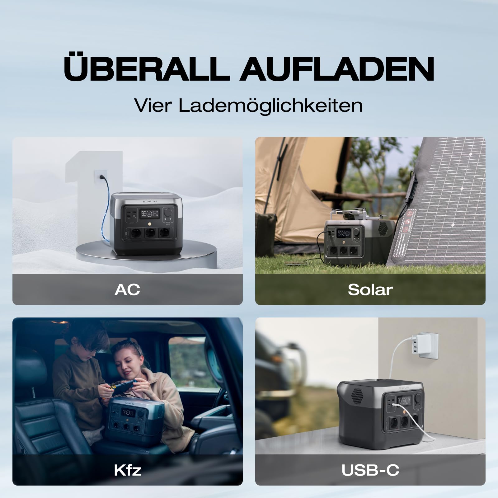 EF ECOFLOW Tragbare Powerstation RIVER 2 Pro, 768Wh Solargenerator mit LiFeP04, Schnellladung in 70 Min., für Camping/Wohnmobile, Kleine Verpackungsmängel, Produkt unbenutzt(Generalüberholt)